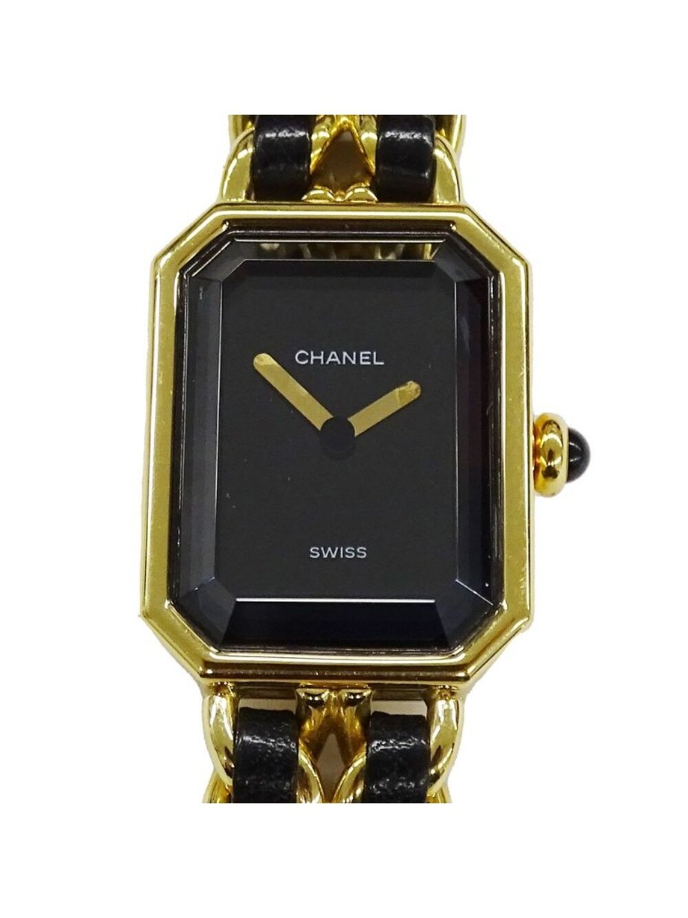 Chanel Watch Premiere Quartz Leather M Square Gold Black - Picture 2 of 10